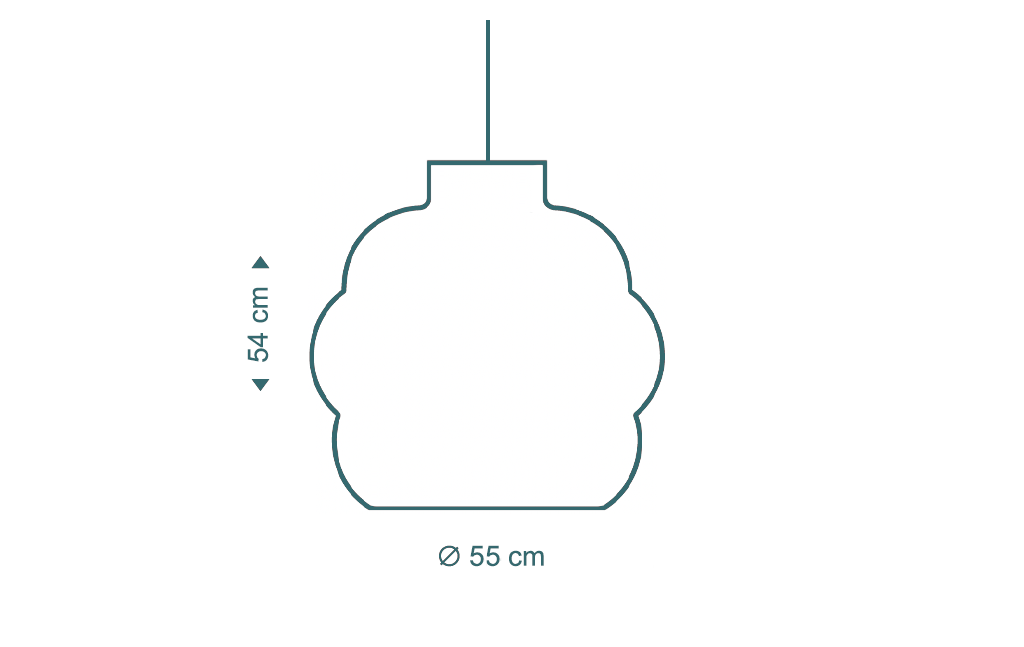 Die Kumulo 5200-Pendelleuchte von Secto Design ist 53,5 cm hoch und hat einen Durchmes-ser von 55 cm.