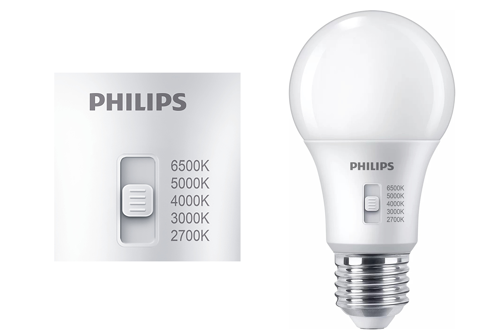 A light bulb and a close-up of the Kelvin scale.